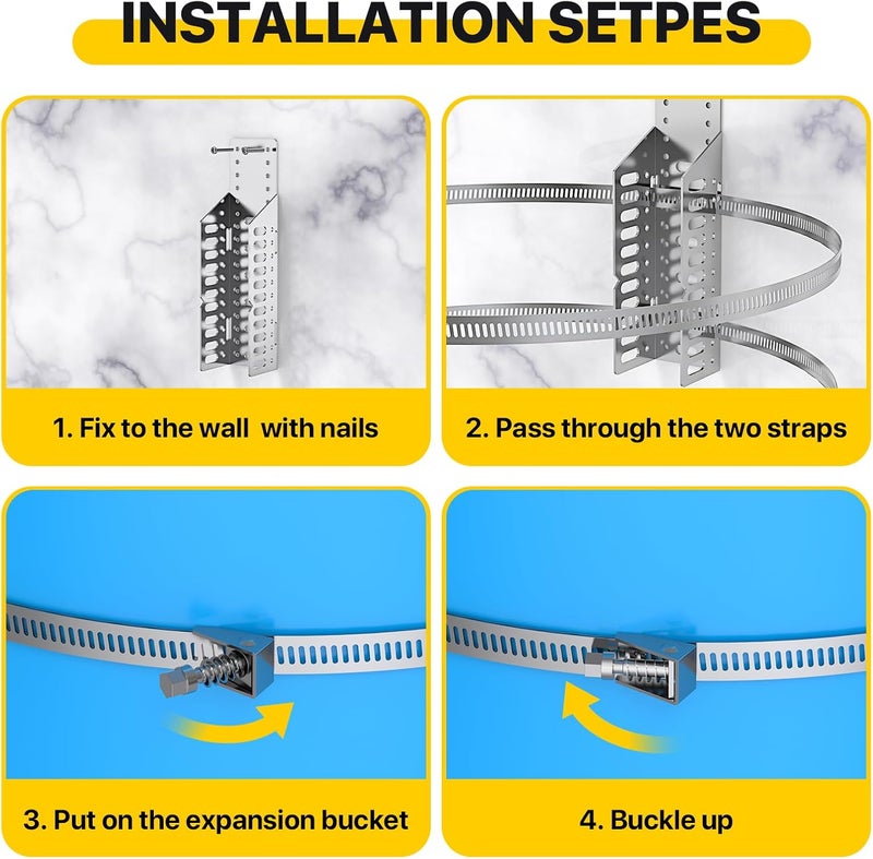 Dashu Expansion Tank Mounting Bracket for Hot Water Heater,Thermal Expansion Tank Holder with 2 Earthquake Straps,Support 5-Gallon Hot Water Tanks up to 13 inches in Diameter-1 Set - Image 3